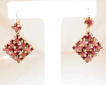 French lattice garnet and diamond earrings